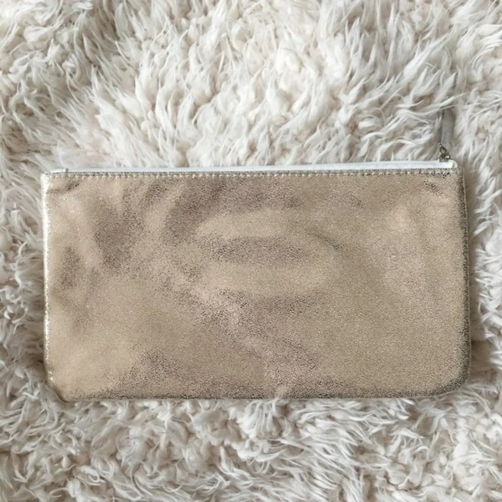 Jimmy Choo Parfums White & Gold Makeup Pouch, Cosmetic Travel Bag / Purse Clutch